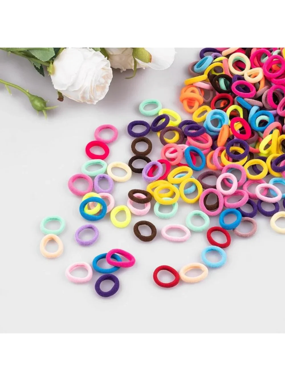 350 PCS Multicolor Soft Cotton Hair Ties - Seamless Hair Bands for All Styles
